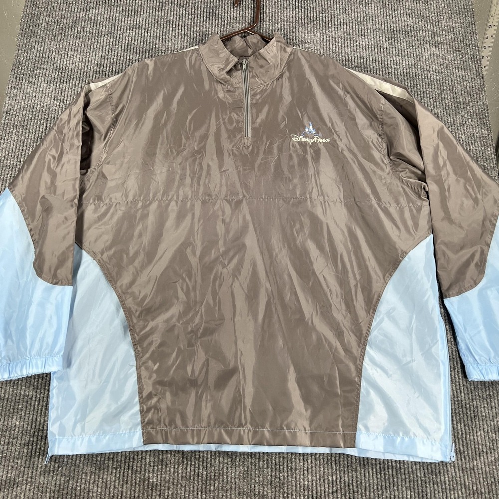 Disney Parks Jacket‎ Mens XL XXL Gray Blue Quarter Zip Windbreaker Pullover